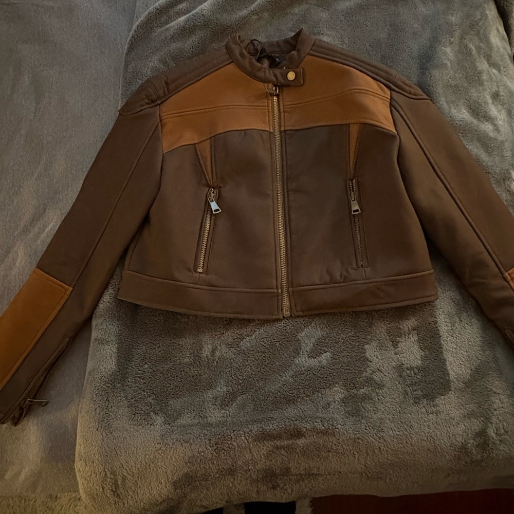 Lioness Two-Tone Brown Leather Jacket